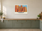 Lichfield Cathedral Poster at A1, in a white frame, in a kitchen
