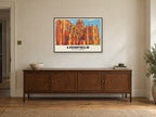 Lichfield Cathedral Poster at A1, in a black frame, above a sideboard