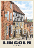 Steep Hill, Lincoln poster in the Ink & Wash style