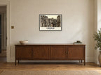 The Stonebow, Lincoln, 1890s Heritage Print at A2, in a black frame, above a sideboard