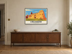 Linlithgow Palace Poster at A1, in a black frame, above a sideboard