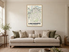 Linthorpe Street Map Poster at A1, in a natural wood frame, in a sitting room