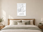 Lisburn City Centre Street Map Poster at A1, as a poster, above a bed
