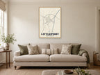 Littleport Street Map Poster at A1, in a natural wood frame, in a sitting room