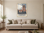 Liverpool Cathedral Poster at A1, in a natural wood frame, in a sitting room