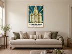 The Royal Liver Building, Liverpool Poster at A1, in a natural wood frame, in a sitting room