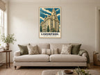The Royal Liver Building, Liverpool Poster at A1, in a natural wood frame, in a sitting room