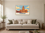 The Royal Liver Building, Liverpool Poster at A1, in a natural wood frame, in a sitting room