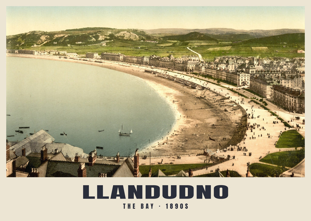 The Bay, Llandudno, 1890s hand-coloured photochrom heritage print