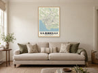 Llanelli Street Map Poster at A1, in a natural wood frame, in a sitting room