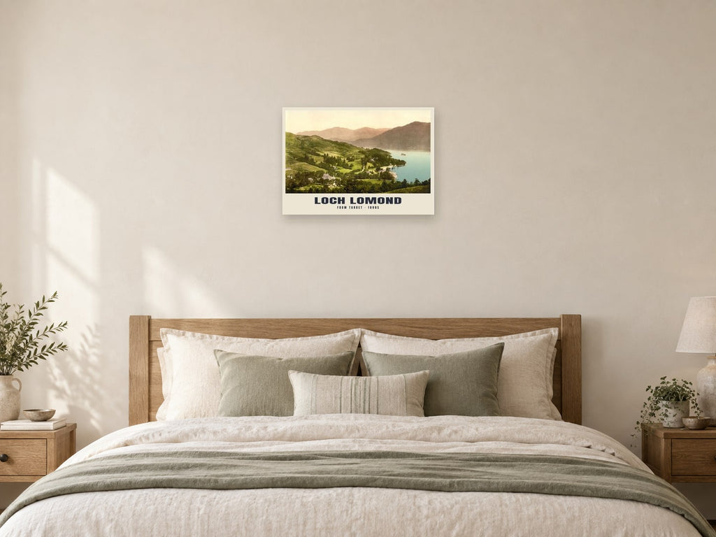 From Tarbet, Loch Lomond, 1890s Heritage Print at A2, as a poster, above a bed