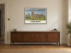Urquhart Castle, Loch Ness Poster at A1, in a black frame, above a sideboard