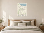 Loftus Street Map Poster at A1, as a poster, above a bed