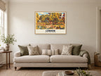 Crystal Palace Dinosaurs, London Poster at A1, in a natural wood frame, in a sitting room