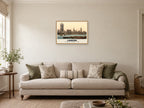 The Houses of Parliament, London Poster at A2, in a natural wood frame, in a sitting room