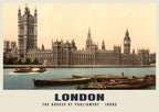 The Houses of Parliament, London, 1890s hand-coloured photochrom heritage print