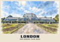 Kew Gardens Palm House, London poster in the English Watercolour style