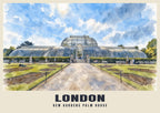 Kew Gardens Palm House, London poster in the English Watercolour style