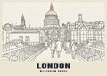 Millennium Bridge, London poster in the Line Art style