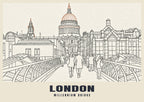 Millennium Bridge, London poster in the Line Art style