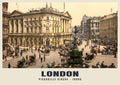 Piccadilly Circus, London, 1890s hand-coloured photochrom heritage print