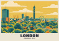Primrose Hill, London poster in the Mid-Century style
