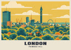 Primrose Hill, London poster in the Mid-Century style
