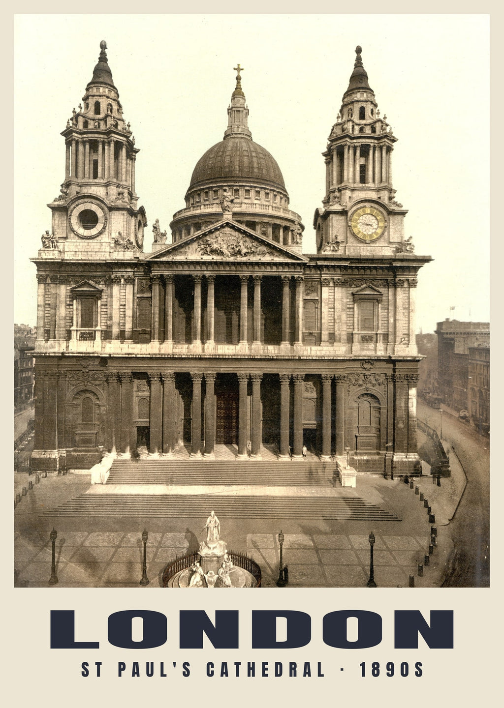 St Paul's Cathedral, London, 1890s hand-coloured photochrom heritage print
