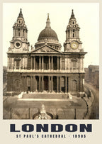 St Paul's Cathedral, London, 1890s hand-coloured photochrom heritage print