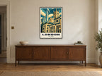 The Shard, London Poster at A1, in a black frame, above a sideboard