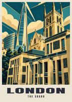 The Shard, London poster in the Art Deco style