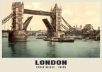 Tower Bridge, London, 1890s hand-coloured photochrom heritage print