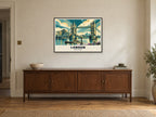 Tower Bridge, London Poster at A1, in a black frame, above a sideboard