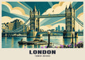 Tower Bridge, London poster in the Art Deco style