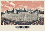 The Tower of London poster in the Linocut style