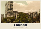 Westminster Abbey, London, 1890s hand-coloured photochrom heritage print