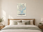 Lorient Street Map Poster at A1, as a poster, above a bed