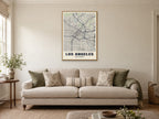 Los Angeles Street Map Poster at A1, in a natural wood frame, in a sitting room