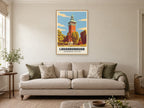 Loughborough Carillon Poster at A1, in a natural wood frame, in a sitting room