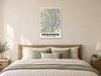 Madrid Street Map Poster at A1, as a poster, above a bed