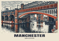 Castlefield, Manchester poster in the Linocut style