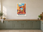 Mansfield Railway Viaduct Poster at A1, in a white frame, in a kitchen