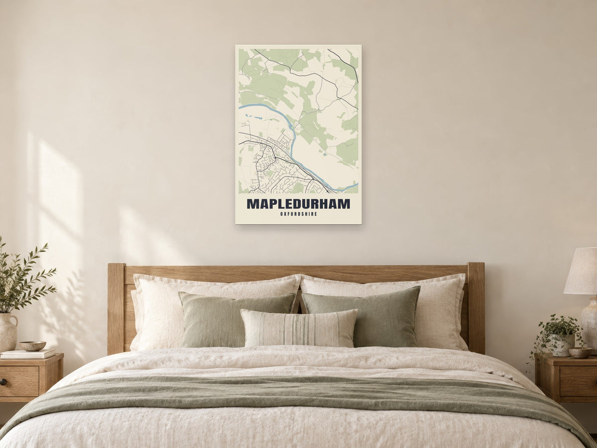 Mapledurham Street Map Poster at A1, as a poster, above a bed
