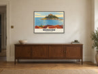 St Michael's Mount, Marazion Poster at A1, in a black frame, above a sideboard