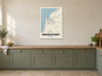 Maryport Street Map Poster at A1, in a white frame, in a kitchen