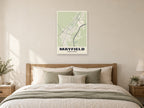 Mayfield Street Map Poster at A1, as a poster, above a bed