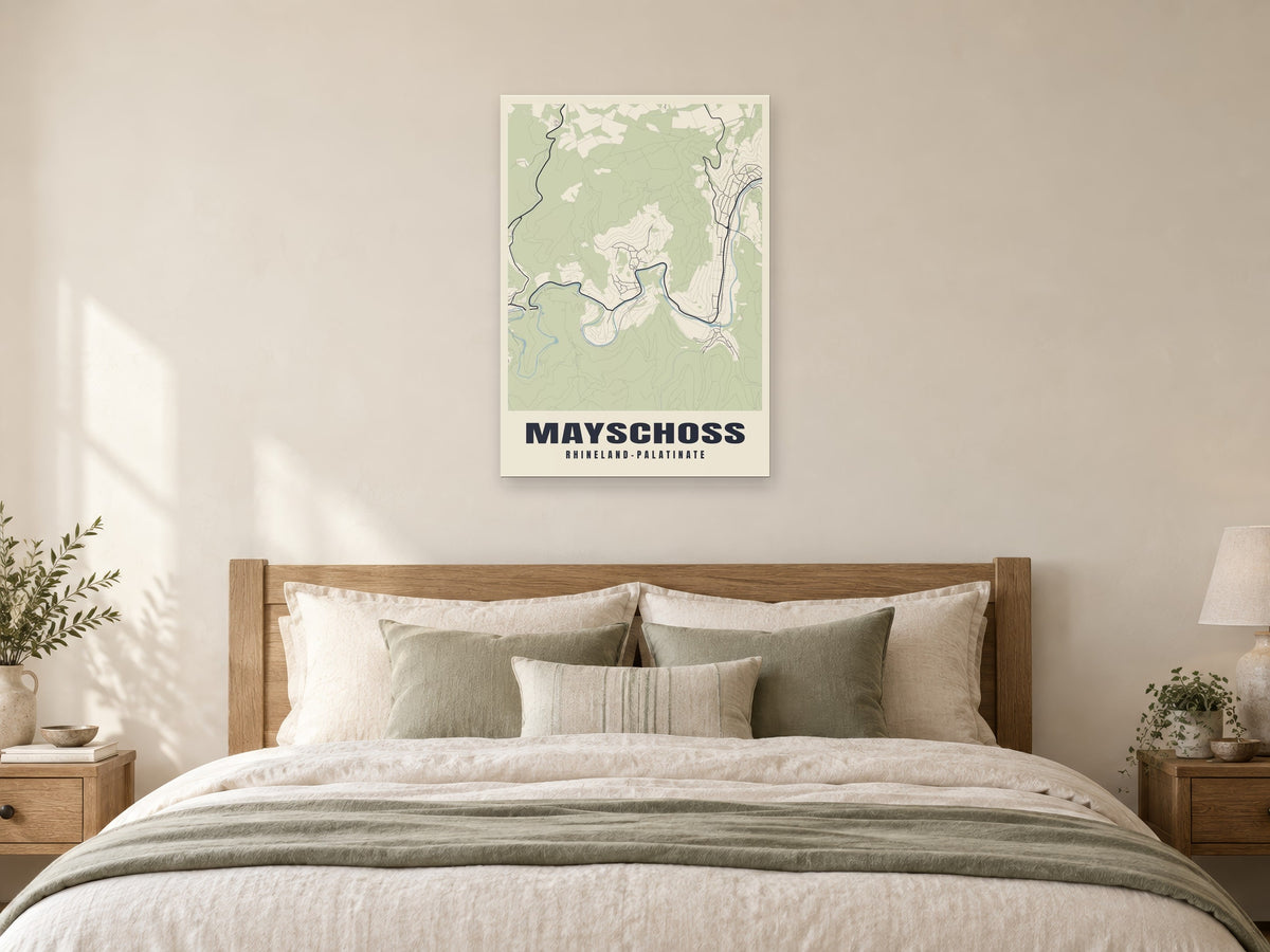 Mayschoß Street Map Poster at A1, as a poster, above a bed