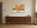 Melrose Abbey Poster at A1, in a black frame, above a sideboard