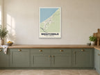 Międzyzdroje Street Map Poster at A1, in a white frame, in a kitchen
