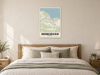 Minehead Street Map Poster at A1, as a poster, above a bed